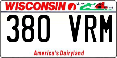 WI license plate 380VRM