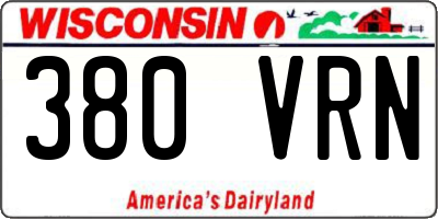 WI license plate 380VRN