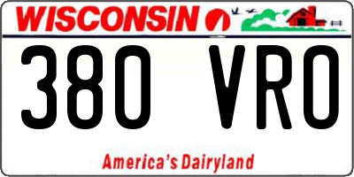 WI license plate 380VRO