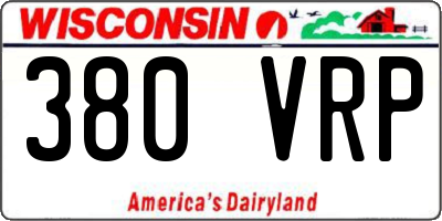 WI license plate 380VRP