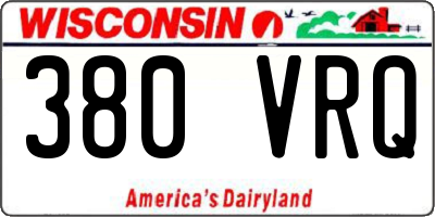 WI license plate 380VRQ