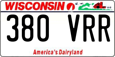 WI license plate 380VRR