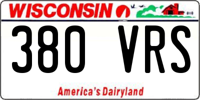 WI license plate 380VRS