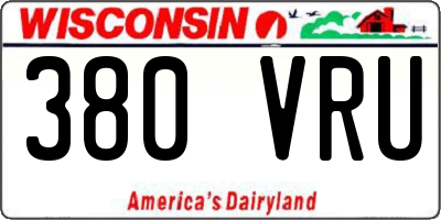 WI license plate 380VRU