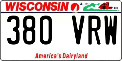 WI license plate 380VRW