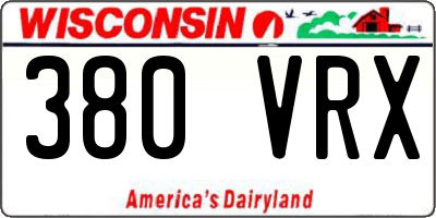 WI license plate 380VRX