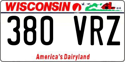 WI license plate 380VRZ