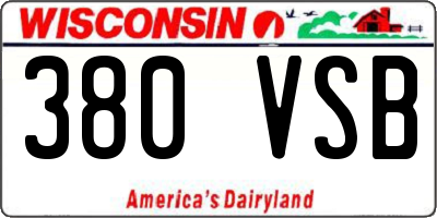 WI license plate 380VSB
