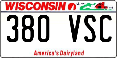 WI license plate 380VSC