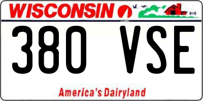 WI license plate 380VSE