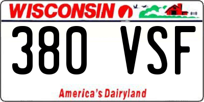WI license plate 380VSF