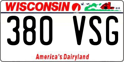 WI license plate 380VSG