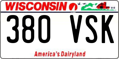 WI license plate 380VSK