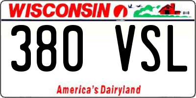 WI license plate 380VSL