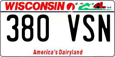 WI license plate 380VSN