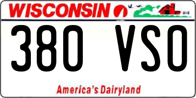 WI license plate 380VSO