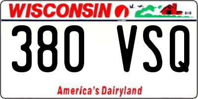 WI license plate 380VSQ