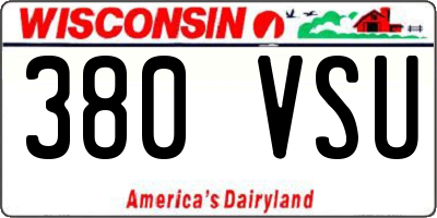 WI license plate 380VSU