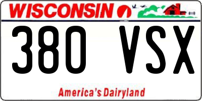 WI license plate 380VSX