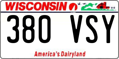 WI license plate 380VSY