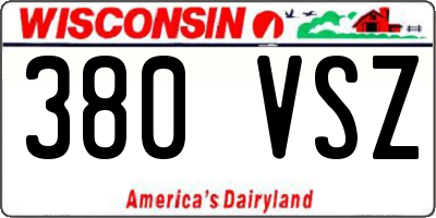 WI license plate 380VSZ
