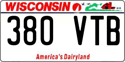 WI license plate 380VTB