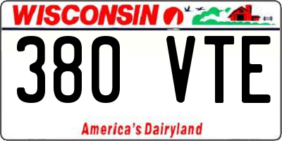 WI license plate 380VTE