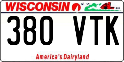WI license plate 380VTK