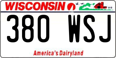 WI license plate 380WSJ