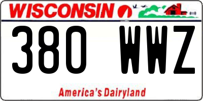 WI license plate 380WWZ