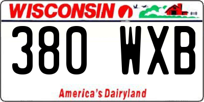 WI license plate 380WXB