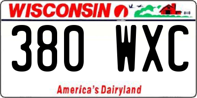 WI license plate 380WXC