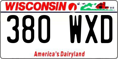 WI license plate 380WXD