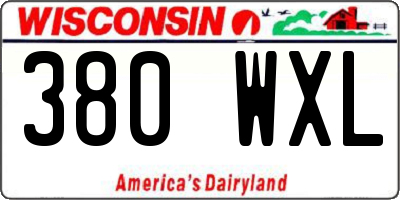 WI license plate 380WXL