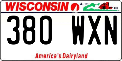 WI license plate 380WXN