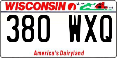 WI license plate 380WXQ