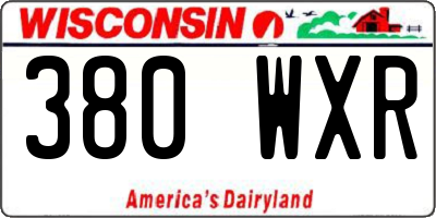 WI license plate 380WXR