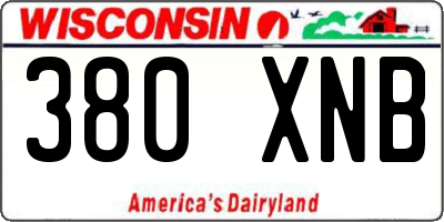 WI license plate 380XNB