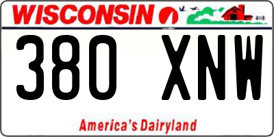 WI license plate 380XNW