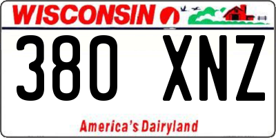 WI license plate 380XNZ
