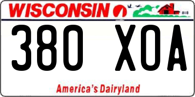 WI license plate 380XOA