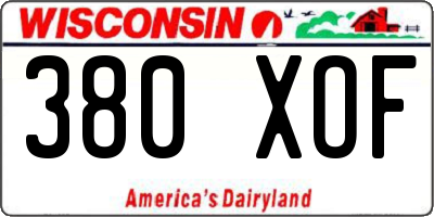 WI license plate 380XOF