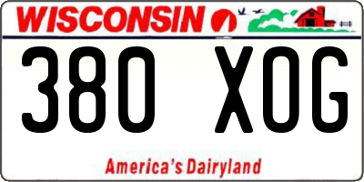 WI license plate 380XOG
