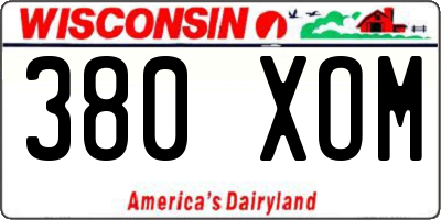 WI license plate 380XOM