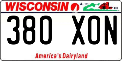 WI license plate 380XON