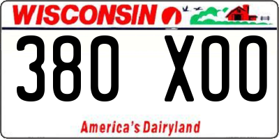 WI license plate 380XOO