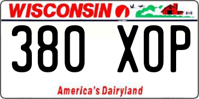 WI license plate 380XOP