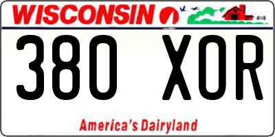 WI license plate 380XOR