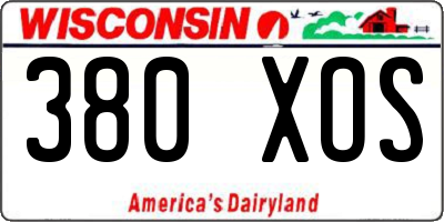 WI license plate 380XOS