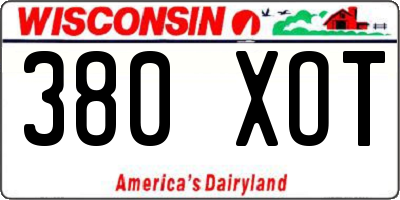 WI license plate 380XOT